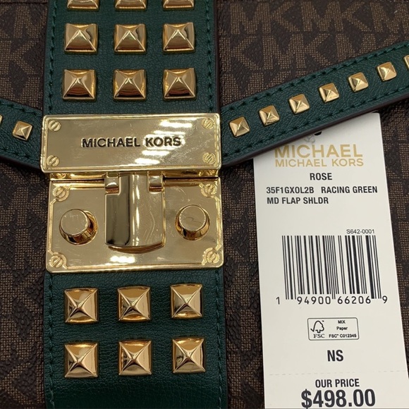 MICHAEL KORS ROSE MEDIUM FLAP SHOULDER RACING GRN - Picture 15 of 15
